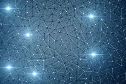 3D Illustration, Abstract background. Concept neural network and cloud computing Stock Illustration