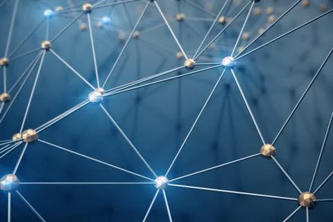 3D Illustration, Abstract background. Concept neural network and cloud computing Illustrazione stock
