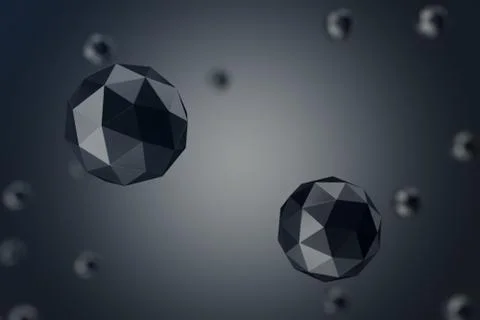 3D Illustration Abstract Background of low polygonal sphere with bokeh effects Illustrazione stock