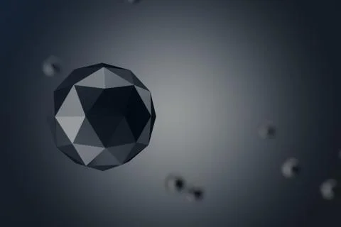 3D Illustration Abstract Background of low polygonal sphere with bokeh effects Illustrazione stock
