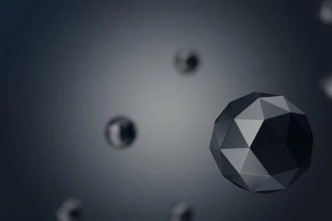 3D Illustration Abstract Background of low polygonal sphere with bokeh effects Illustrazione stock