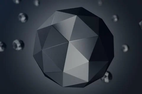 3D Illustration Abstract Background of low polygonal sphere with bokeh effects Illustrazione stock
