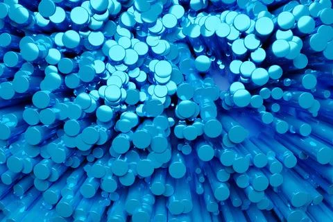 3d illustration of a  abstract background, many  blue  cylinders. Geometric s Stockillustratie