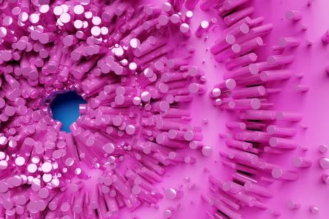 3d illustration of a  abstract background, many pink cylinders. Geometric str イラスト素材