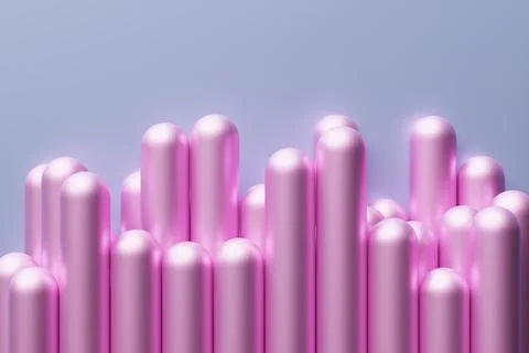 3d illustration of a  abstract background, many  pink cylinders. Geometric st Stock Illustration