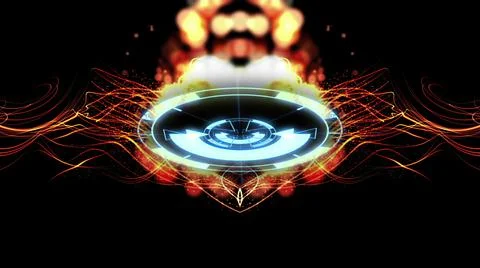 3d illustration of abstract background with particles and HUD Element in Holo Illustrazione stock
