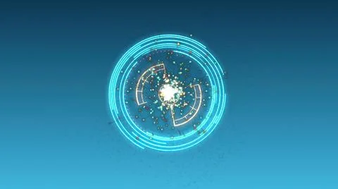 3d illustration of abstract background with particles and HUD Element in Holo Illustrazione stock