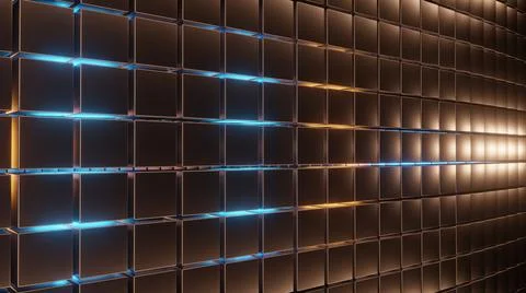 3d Illustration Abstract Background With Wall Of Glold Cubes Stock Illustration