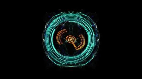 3d illustration of abstract background with wave particles and HUD Element in Illustrazione stock