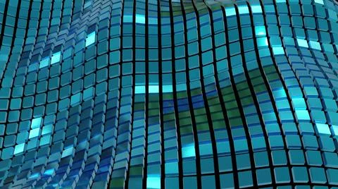 3d illustration - abstract background with waves made of a lot of rectangle g Stock Illustration