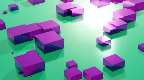 3d illustration - abstract background with waves made of a lot of rectangle g Stock Illustration