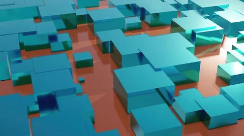 3d illustration - abstract background with waves made of a lot of rectangle g Stock Illustration