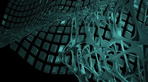 3d illustration - abstract background with waves made of a lot of rectangle g Stock Illustration