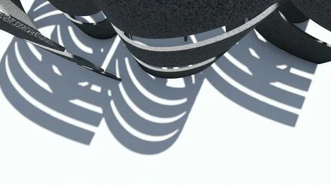 3D illustration - Abstract composition  with glossy black and white sculpture Stock Illustration