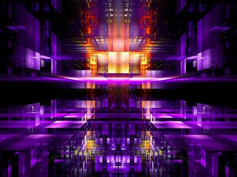 3d illustration - abstract composition of glowing glass blocks Stock Illustration