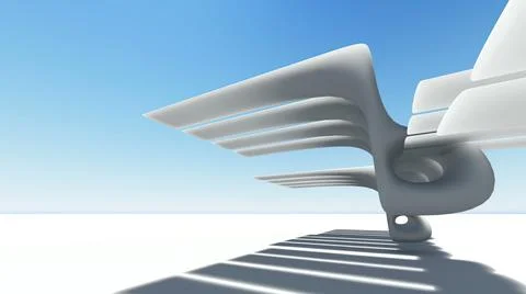 3D illustration - Abstract composition  with  white sculpture. Stock Illustration