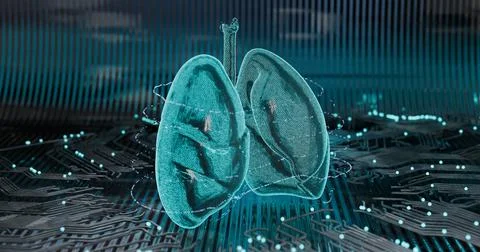 3D illustration abstract digital lungs with digital scanning effect Stock Illustration
