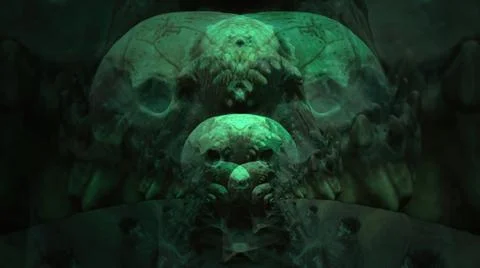 3d illustration - Abstract Digital of Various  animals skulls  background Stock Illustration