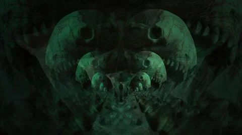3d illustration - Abstract Digital of Various  animals skulls  background Stock Illustration