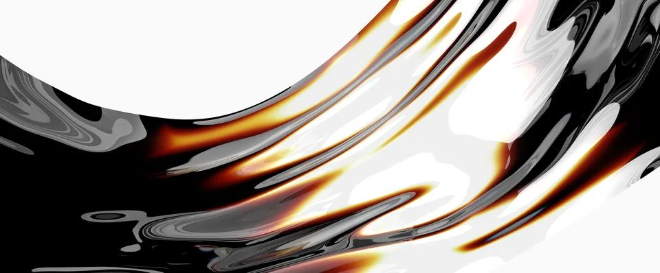 3D illustration of abstract fluid gradient shape in flowing motion with a white 스톡 일러스트