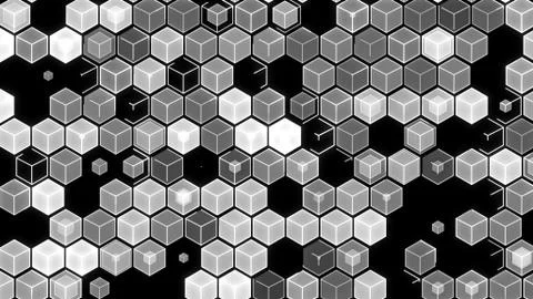 3D illustration, abstract geometric background. White-black tone box. Illustration