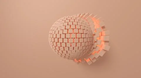 3D Illustration of an abstract geometric form. Pastel colors. 스톡 일러스트