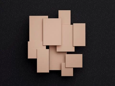 3d illustration of an abstract geometric shape rose-gold frame - clean product p Illustrazione stock