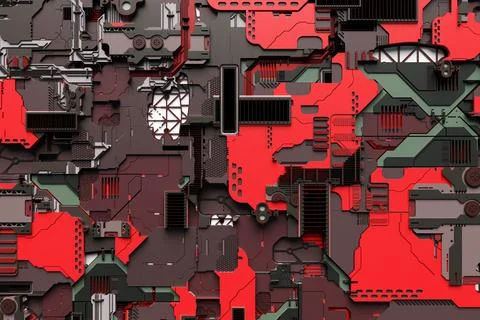 3D illustration Abstract geometric tech pattern. Grunge textured wallpaper. G Stock Illustration