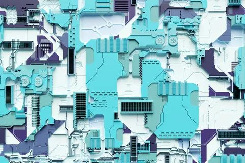 3D illustration Abstract geometric tech pattern. Grunge textured wallpaper. G Illustrazione stock