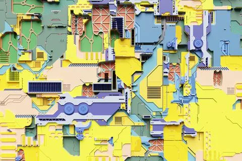 3D illustration Abstract geometric tech pattern. Grunge textured wallpaper. G イラスト素材