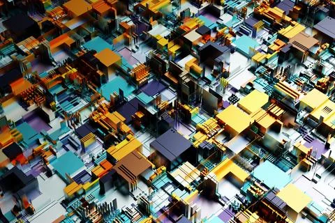 3D illustration Abstract geometric tech pattern. Grunge textured wallpaper. G Illustrazione stock