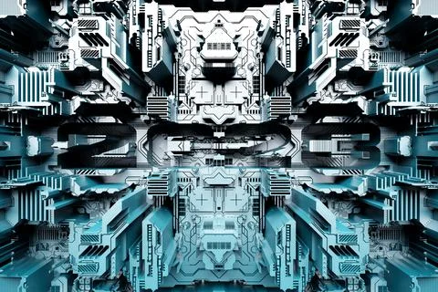 3D illustration Abstract geometric tech pattern with  futuristic tech postcar イラスト素材