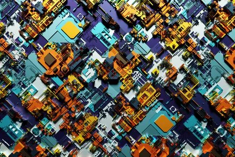 3D illustration Abstract geometric tech pattern. Grunge textured wallpaper. G Stock Photos