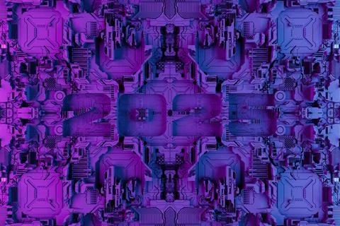 3D illustration Abstract geometric tech pattern with  futuristic tech postcar Stock Photos
