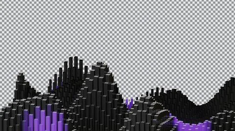 3d illustration of abstract geometric waves in purple and black design. イラスト素材