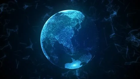 3d illustration abstract globe with particles and plexus structure. イラスト素材