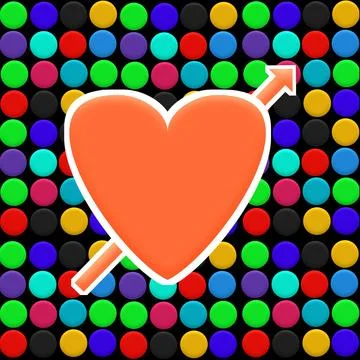 3D illustration of an abstract heart on colorful circles seamless pattern b.. Illustrazione stock