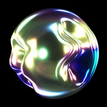 3D illustration of the abstract liquid morphing metallic sphere Stock Illustration