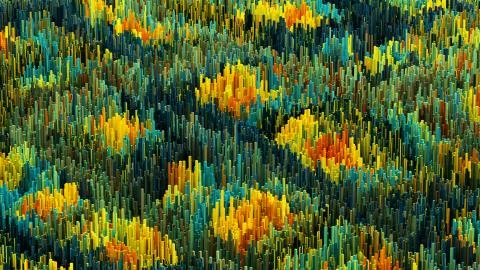 3D illustration of abstract macro render structure made of millions columns Illustrazione stock