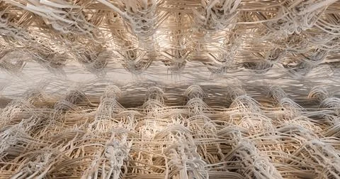 The 3D illustration is an abstract macrostructure resembling a large weave o Stock Illustration