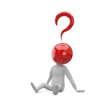 3D Illustration of an Abstract Man with a Head of the Question Sits Stock Illustration