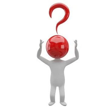 3D Illustration of an Abstract Man with a Head of a Question Mark Stock Illustration