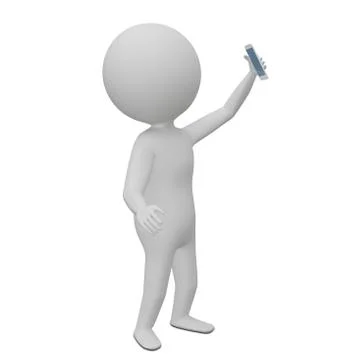 3D Illustration of an Abstract Man Making a Selfie Stock Illustration