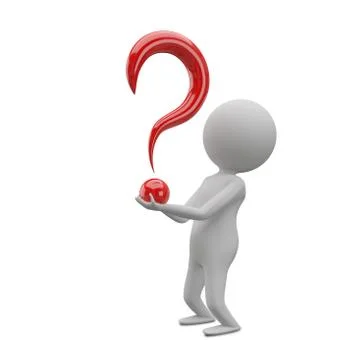 3D Illustration of an Abstract Man with a Question Mark in his Hands Stock Illustration