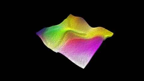 3d illustration abstract multicolored moving form on a black background. Stock Illustration