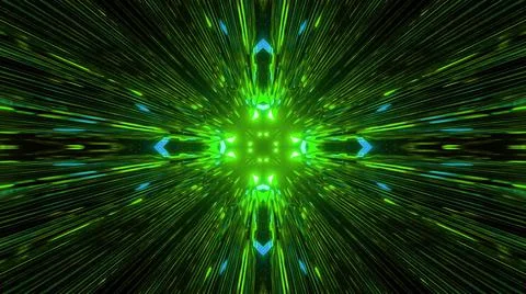 3D illustration of abstract neon lights forming symmetric pattern 스톡 일러스트