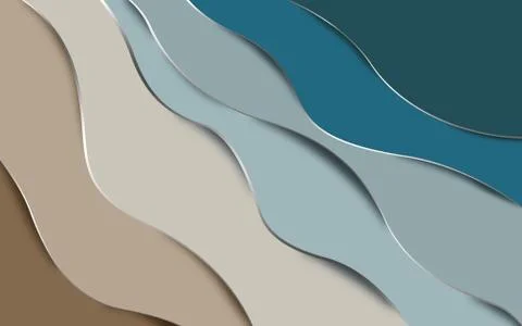3d illustration, abstract paper waves, gradient from green to brown Stock Illustration