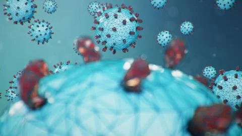 3D illustration, abstract pathogen as a type of flu - H1N1, hepatitis viruses Stock Illustration
