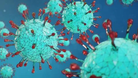 3D illustration, abstract pathogen as a type of flu - H1N1, hepatitis viruses Stock Illustration