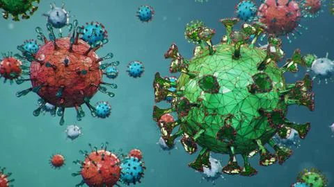 3D illustration, abstract pathogen as a type of flu - H1N1, hepatitis viruses Stock Illustration